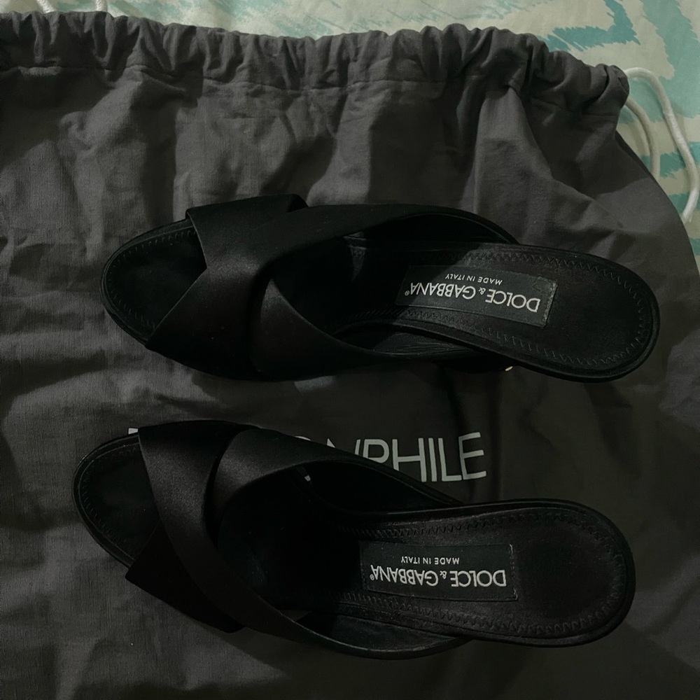 Dolce & gabbana dg logo satin block mules